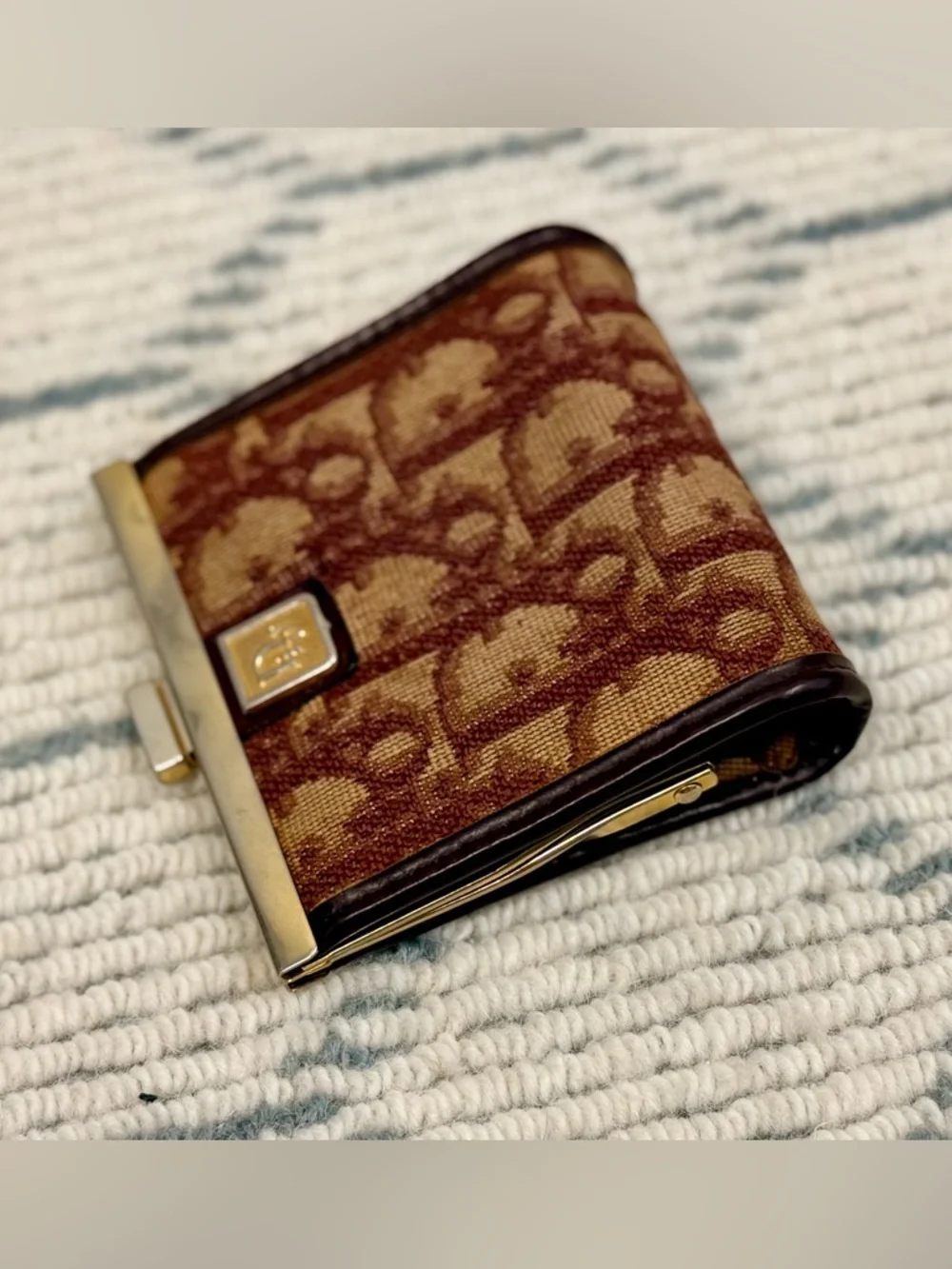 DIOR Vintage 70’s Classic Burgundy Trotter Monogram Canvas Leather Coin Purse